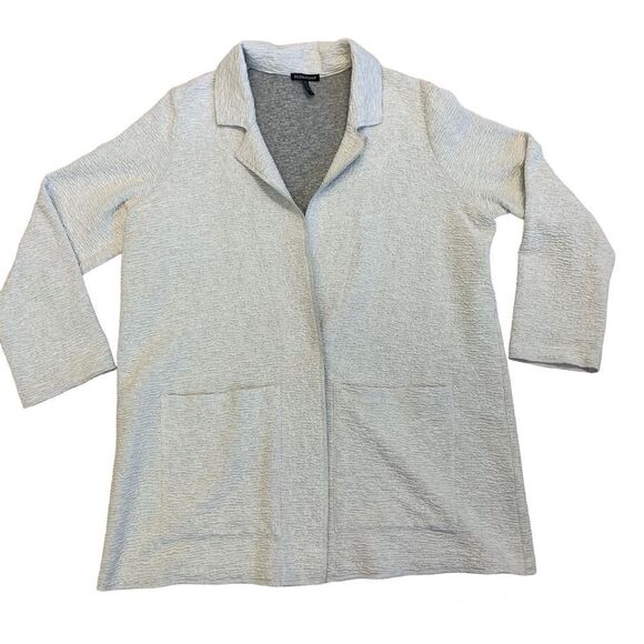 Eileen Fisher light grey textured blazer Sz L - Picture 1 of 10